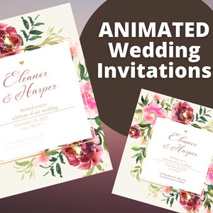 ANIMATED Wedding Invitation EDITABLE TEMPLATE - Red Floral Design