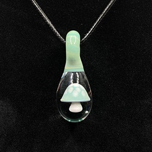 Borosilicate Glass Mushroom Pendant || Mushroom Necklace || Cottagecore Jewelry || Festival Jewelry || Heady Glass Pendant