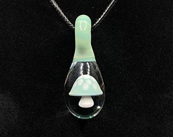 Borosilicate Glass Mushroom Pendant || Mushroom Necklace || Cottagecore Jewelry || Festival Jewelry || Heady Glass Pendant