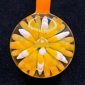 Blown Glass Mushroom Necklace Orange || Borosilicate Glass Pendant Lampwork || Mushroom Jewelry || Magic Mushroom Pendant