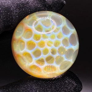 1.26 Inch Handcrafted Borosilicate Glass Marble with Silver Fume - Heady Glass Art Marble - Includes Wooden Display Stand