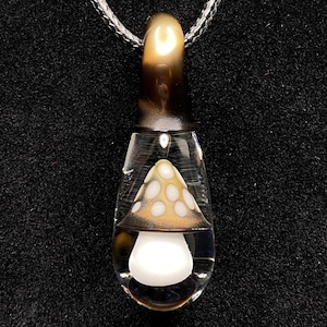 Handmade Glass Mushroom Necklace || Electrum Glass Pendant