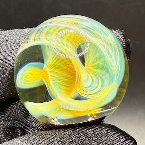 Borosilicate Glass Art Marble || Silver Fume Spiral || Galaxy Space Marble || Heady Boro Glass || Handmade Marbles