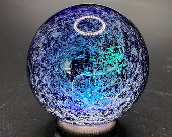 Borosilicate Glass Marble with Dichroic Spiral 1.46 Inches || Heady Glass Marble || Handmade Marble Art Glass || Hand Blown Galaxy Marble