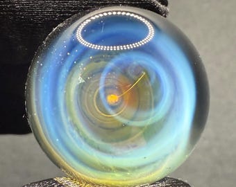 Handcrafted Borosilicate Glass Art Marble – Silver Fume Spiral, Galaxy Design