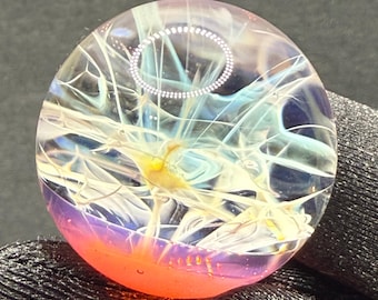 Handmade Glass Marble with Chaos Silver Fume 1.12 Inches