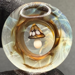 1.24 Inch Handcrafted Borosilicate Glass Marble - Silver Fume & Electrum Implosion and Mushroom - Heady Glass Art Marble -