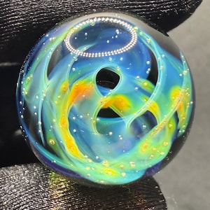 Handmade Glass Marble 1.05 Inch || Silver Fume Galaxy Marble || Heady Glass
