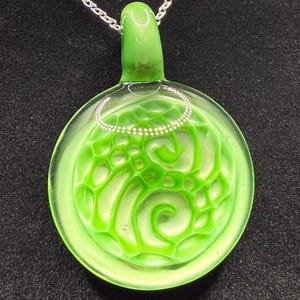 Blown Glass Pendant with Green Chromium || Handmade Heady Glass Necklace
