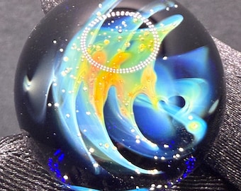 Borosilicate Glass Art Marble || Silver Fume Spiral
