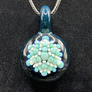 Blown Glass Necklace with Implosion Dot Pattern || Borosilicate Glass Pendant || Glass Handmade Jewelry || Heady Glass Pendant