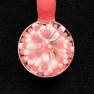 Blown Glass Mushroom Necklace Pink || Borosilicate Glass Pendant Lampwork || Mushroom Jewelry || Magic Mushroom Pendant