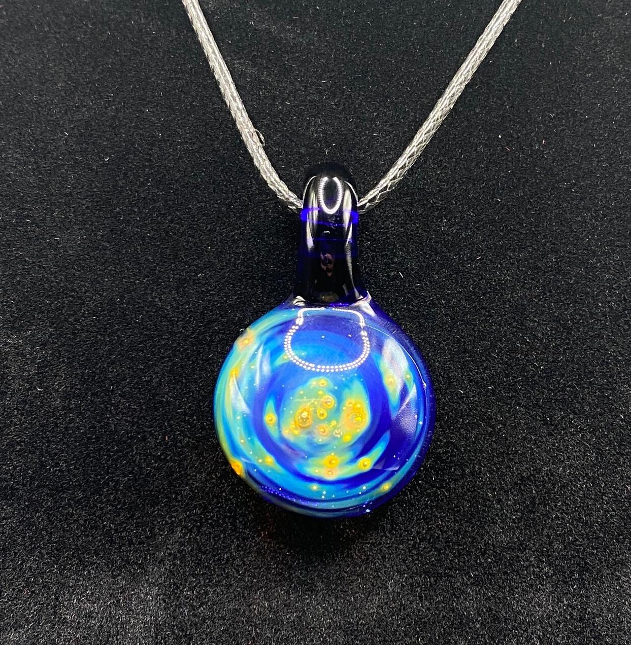 【STONEHENgE】Silver Material Water Drop Necklace SC25A36E Glass Galaxy Necklace With Thick Silver Fume Spiral || Heady