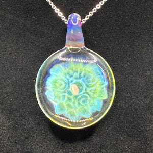 Borosilicate Glass Pendant Implosion Technique with Opal || Heady Glass Pendant || Hand Blown Glass Necklace