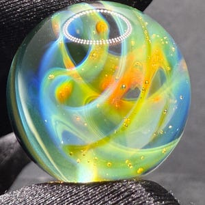 Glass Art Marble 1.06 Inch || Silver Fume Spiral || Galaxy Space Marble || Heady Boro Glass || Handmade Marbles