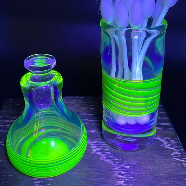 UV Dab Station Iso Jar and Swab Holder Set || Glass Dab Tool Accessories || Isopropyl Cleaning Station || Heady Glass Jar and Q Tip Holder