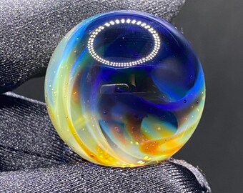 1.16 Inch Handcrafted Borosilicate Glass Marble With Silver