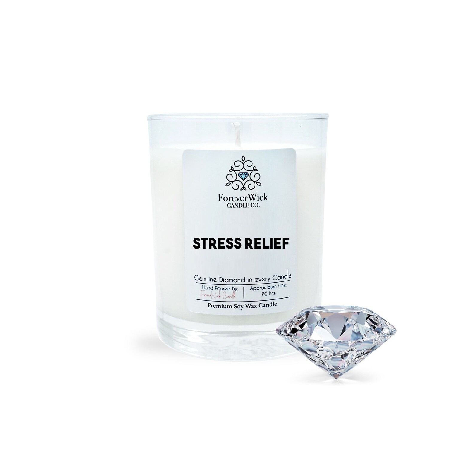 Stress Relief Luxury Soy Candle Genuine Diamond Inside Etsy