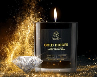 24K Gold Digger Candle • Genuine Diamond Inside