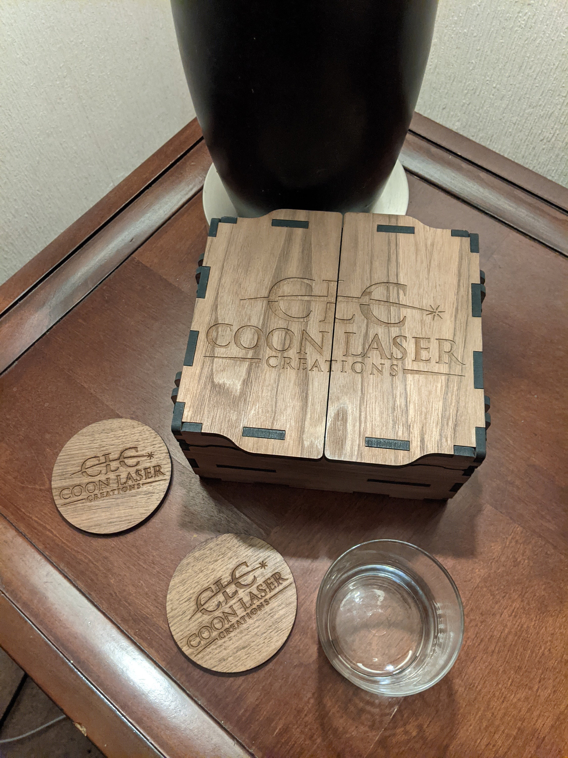 Personalized two glass / two coaster Gift Box Etsy