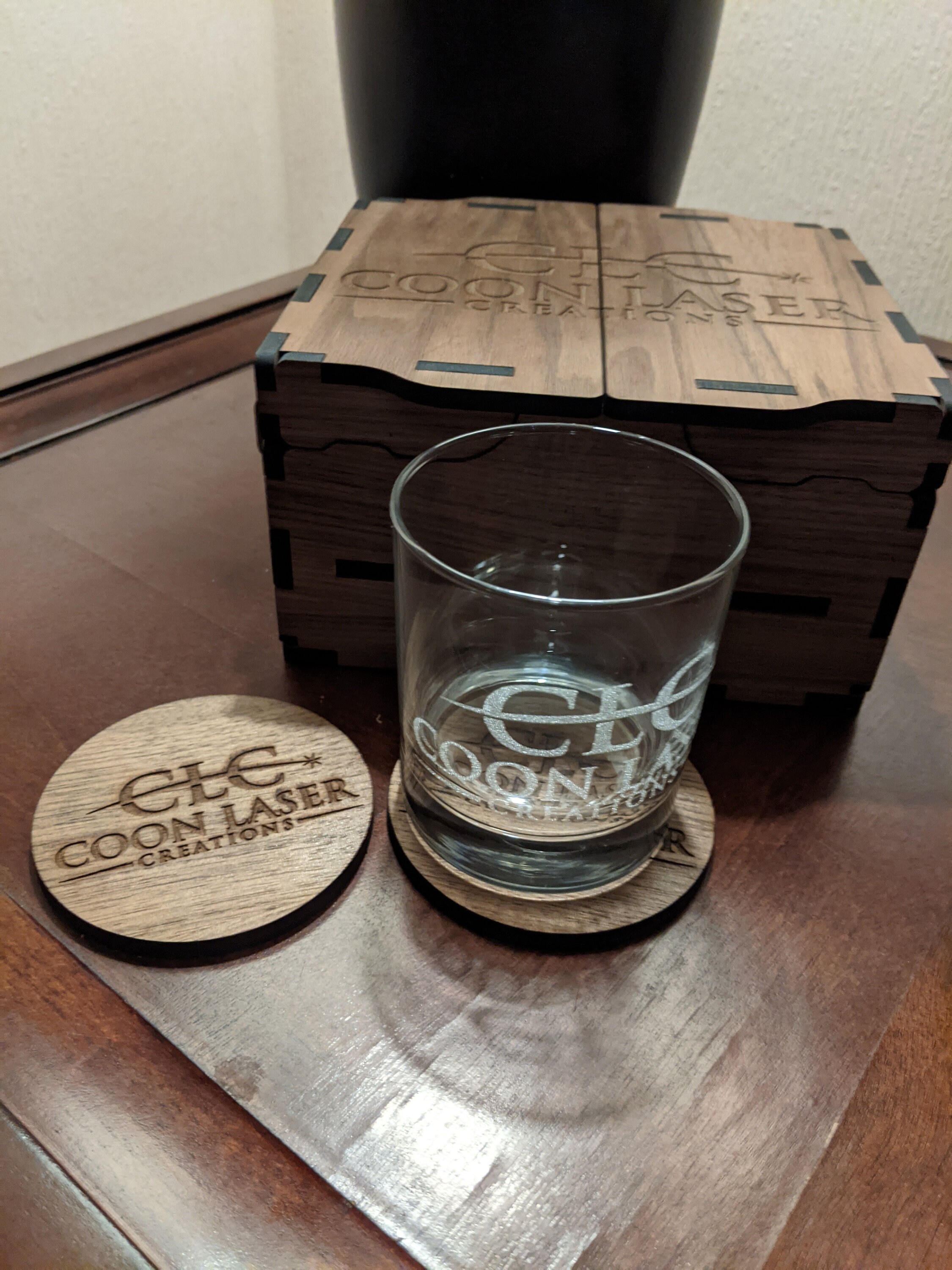 Personalized two glass / two coaster Gift Box Etsy