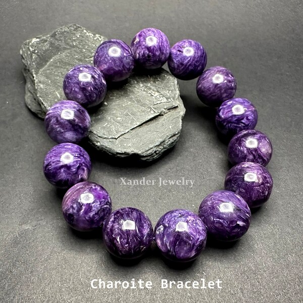 Natural Charoite Bracelet/ AAA  Charoite 11mm, 15mm ,16mm Round Beads Stretchy Bracelet For Man Woman/ The Stone of Transformation