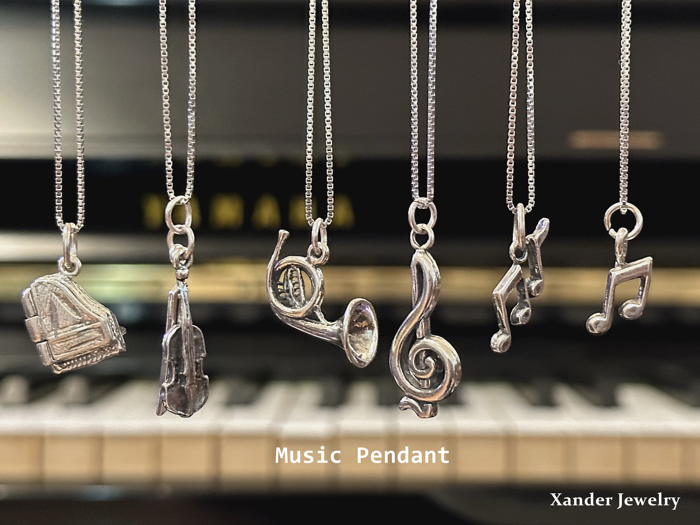 925 Sterling Silver Music Charm Cello Pendant Necklace - 3D Cello Necklace For Musicians & Music Lovers