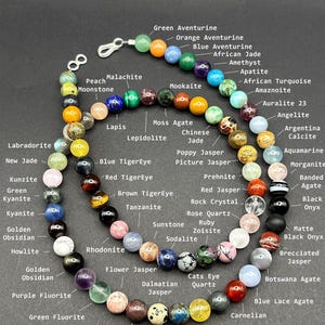 A to Z Natural Crystal Gemstone Bracelet Set/ 8mm Stone Beads (no repeats) Stretch Bracelet/ Energy Healing Protection Power Unique Gifts image 10