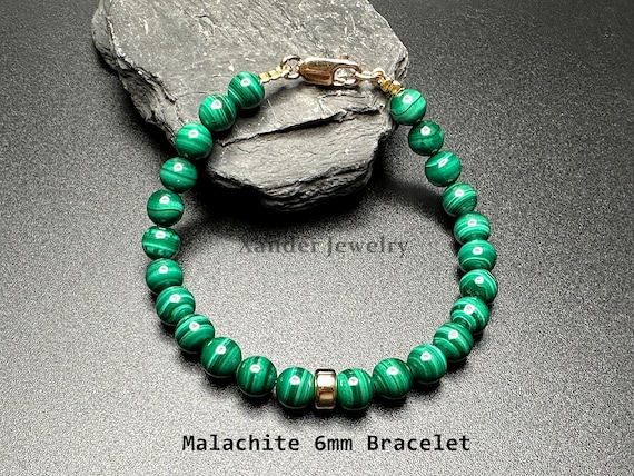 Bracelet Perles Malachite Et Howlite 8 Mm - Fabriqué En France, Neuf Avec étiquettes, Bijou Naturel