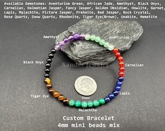 Custom made beaded bracelet with your choice of Gemstone Beads/ Custom Bracelets with Your Designs ~~
