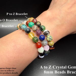 A to Z Natural Crystal Gemstone Bracelet Set/ 8mm Stone Beads (no repeats) Stretch Bracelet/ Energy Healing Protection Power Unique Gifts image 8