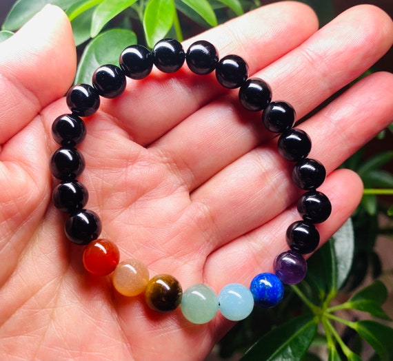 7 Chakra Gemstone Bracelet / Amethyst+Lapis+Amazonite+Aventurine+Tiger Eye+Peach Moon Stone +Carnelian and your choice of beads