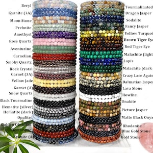 Mini Crystal 4mm Bead Stretchy Bracelet/ 58 Healing Stones to choose: Aquamarine, Kyanite, Malachite, Tourmaline, Tanzanite.../Custom Sizes