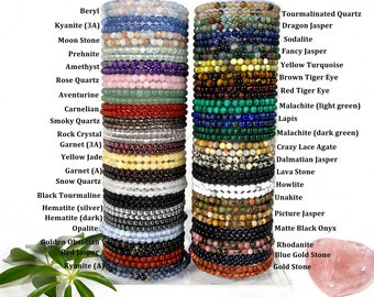 Mini Crystal 4mm Bead Stretchy Bracelet/ 58 Healing Stones to choose: Aquamarine, Kyanite, Malachite, Tourmaline, Tanzanite.../Custom Sizes