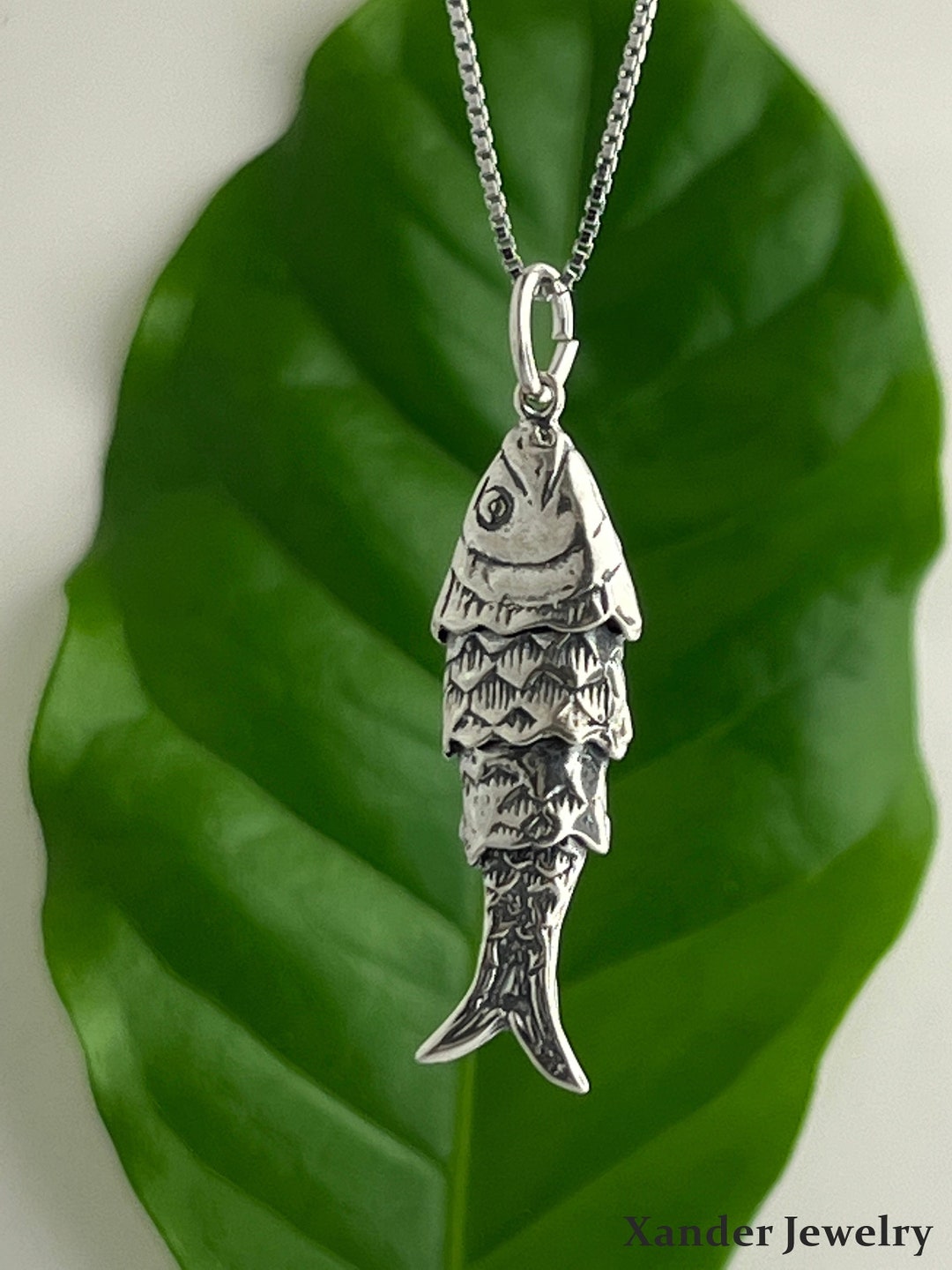 3D Movable Fish Silver Pendant Necklace/ Articulated Koi Fish 925 ...