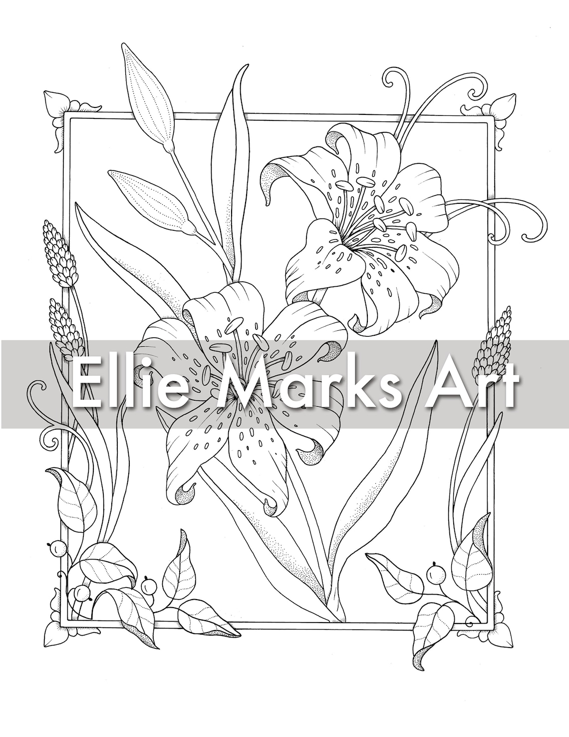Tiger Lily Coloring Page - Etsy UK