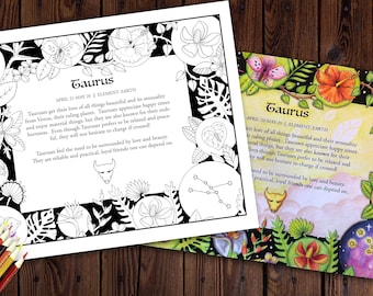 Taurus Zodiac Sign Coloring Page