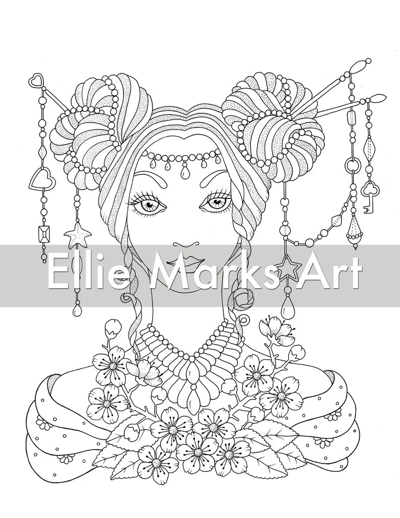 Cherry Blossom Coloring Page | Etsy