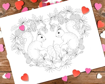 Squirrel Love Coloring Page