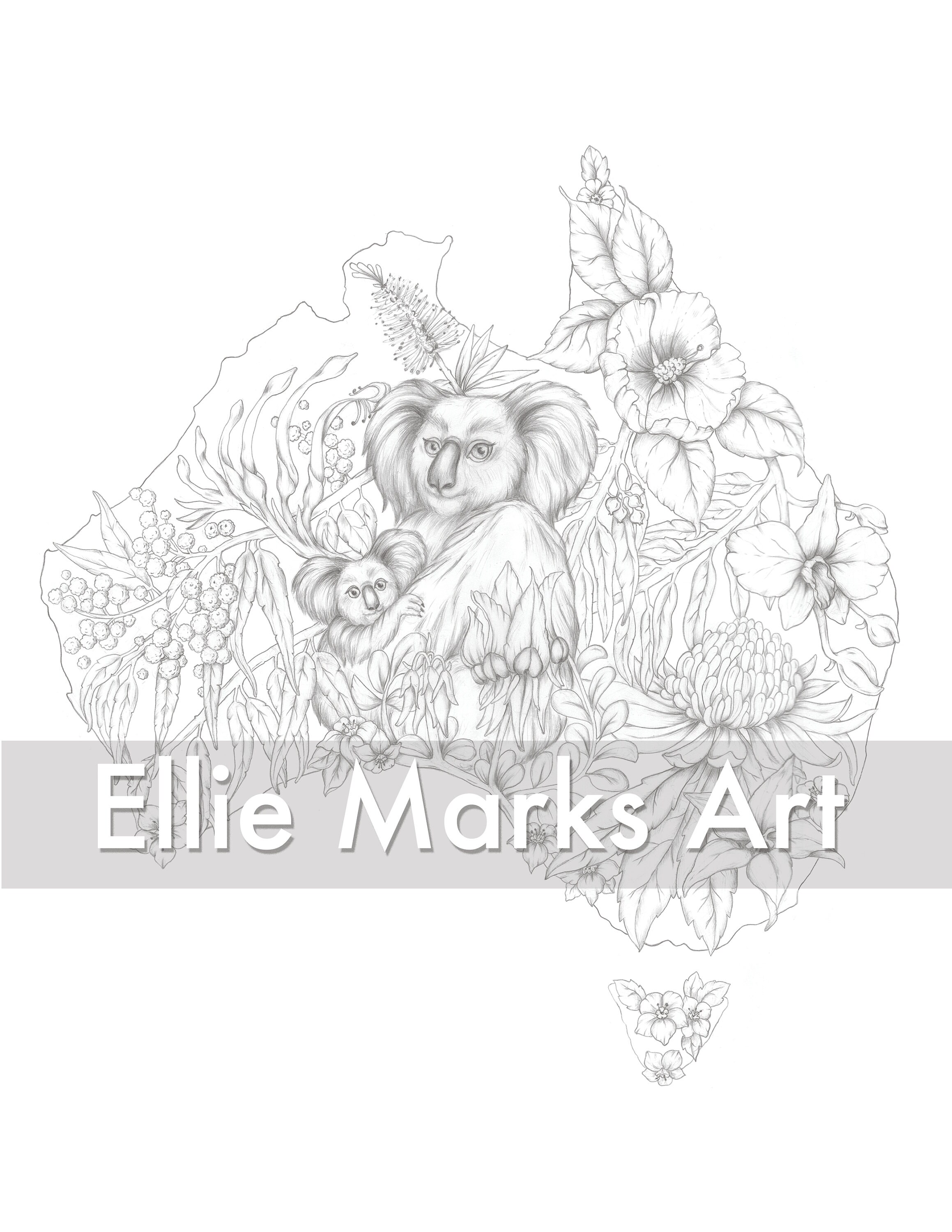 2 Australia Coloring Pages (inked and Grayscale) - Etsy