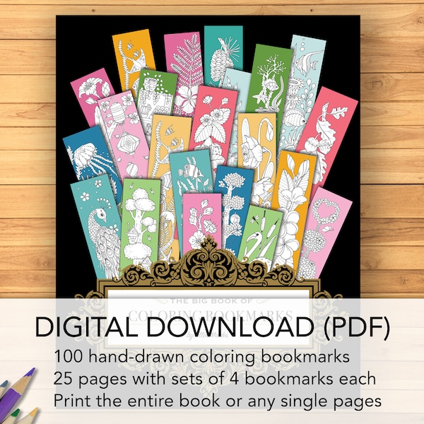 Big Book of Coloring Bookmarks - Print At Home PDF