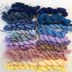 Yarn bundle fiber pack mini yarn skeins Saori weaving yarn knitting yarn tapestry yarn Sunset 230 yards- gift for weaver gift for mom