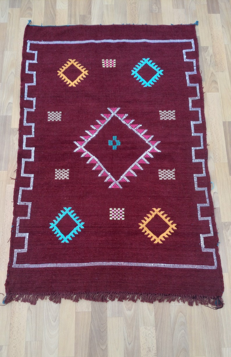 145 X 92 cm Light Moroccan Kilim rug authentic Highest Quality Berber Carpet 57\u2019\u2019 X 36\u2019\u2019