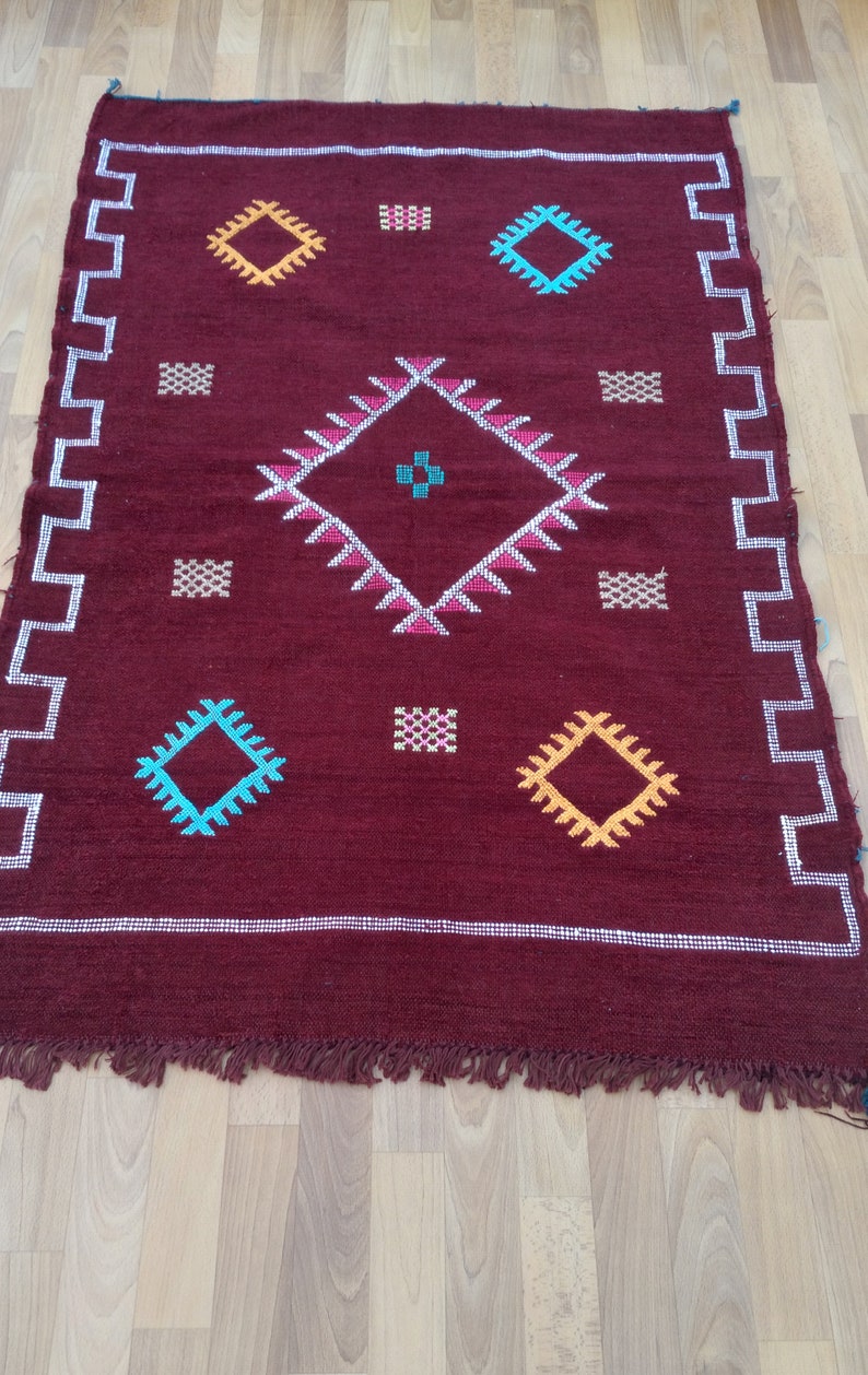 145 X 92 cm Light Moroccan Kilim rug authentic Highest Quality Berber Carpet 57\u2019\u2019 X 36\u2019\u2019