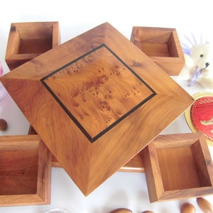 Moroccan Handmade thuya wood jewelry organizer box, storage box, 7” X 7” X 2.5”