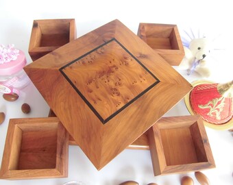 Moroccan Handmade thuya wood jewelry organizer box, storage box, 7” X 7” X 2.5”