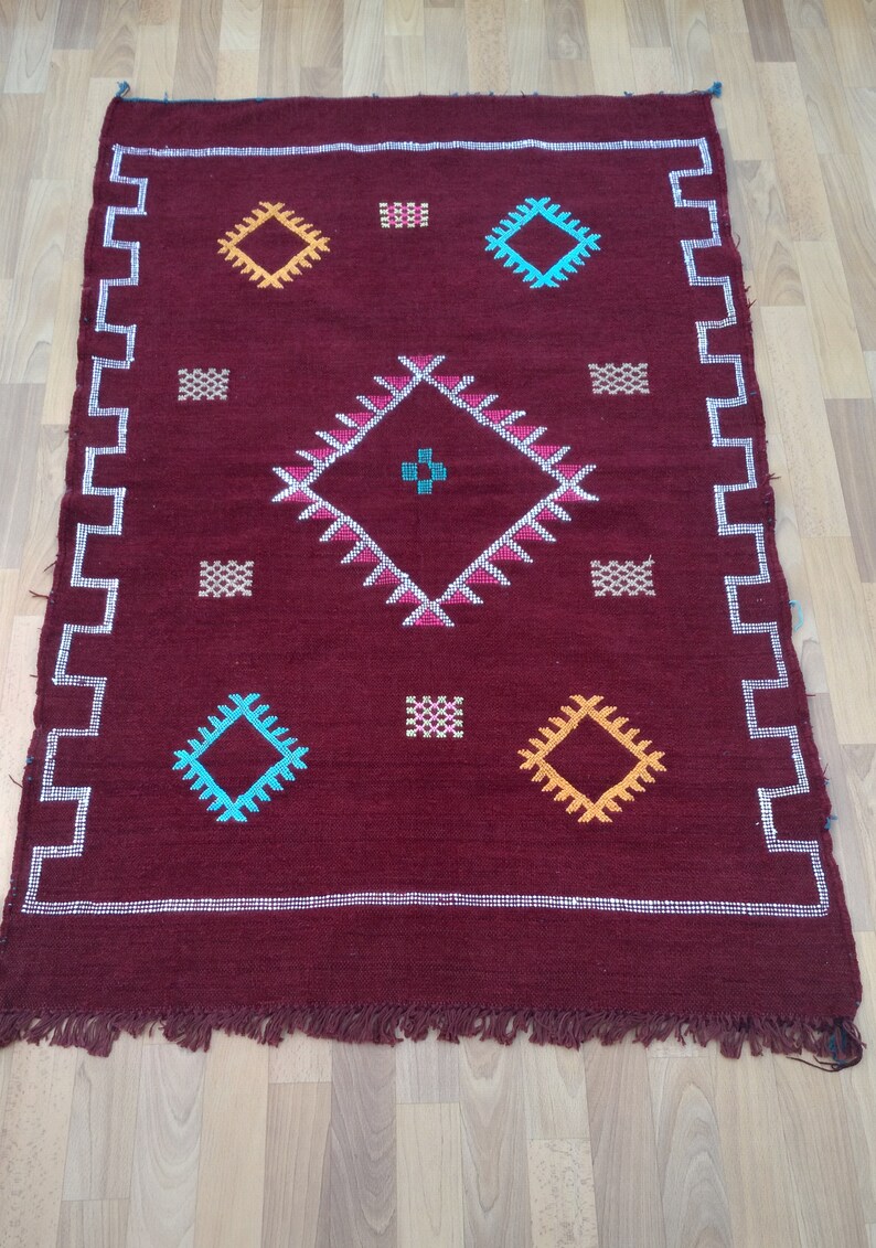 145 X 92 cm Light Moroccan Kilim rug authentic Highest Quality Berber Carpet 57\u2019\u2019 X 36\u2019\u2019