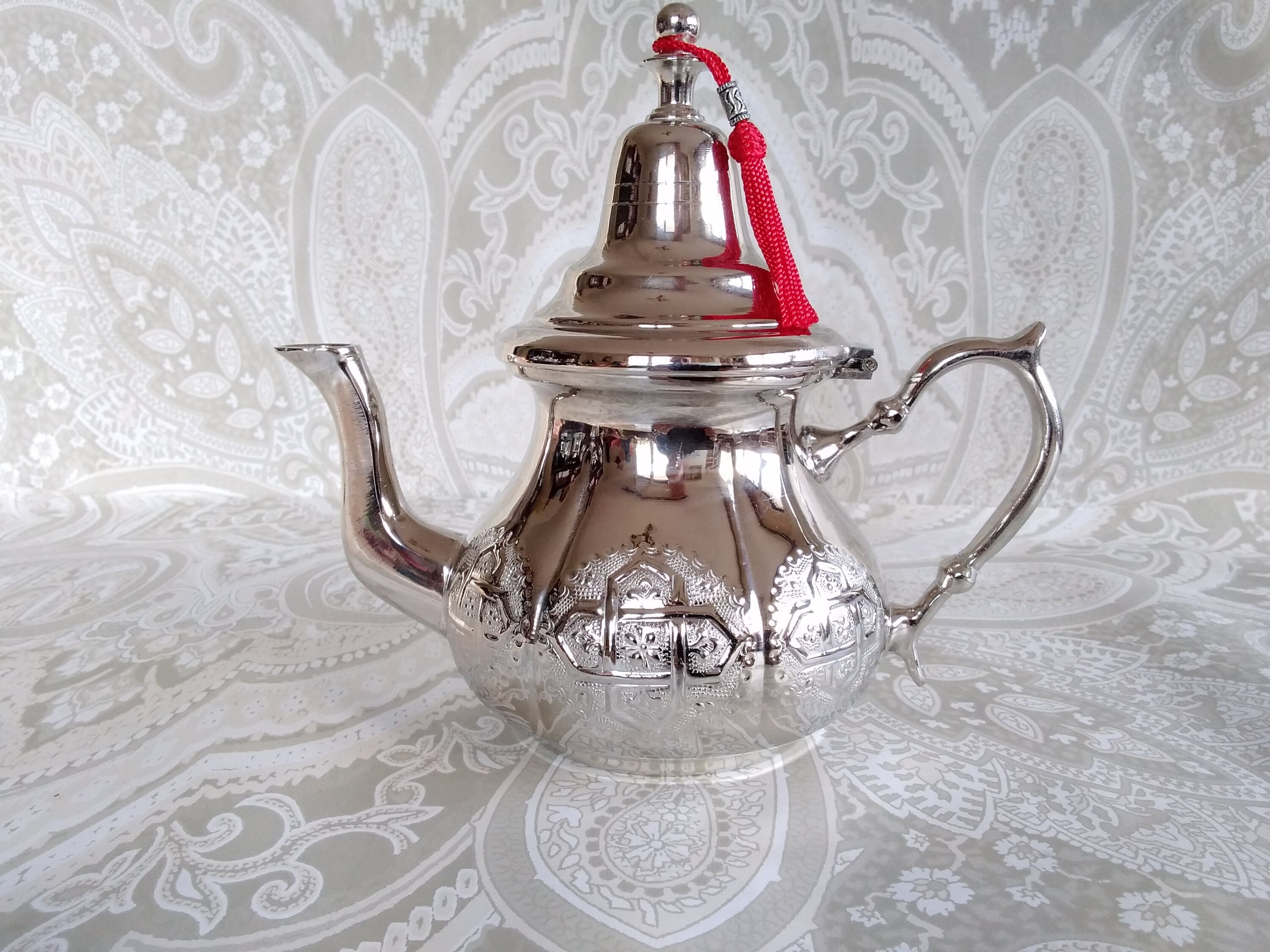 Set of Brass Silver Plated Moroccan Teapot 750 Ml for 7 Tea Etsy
