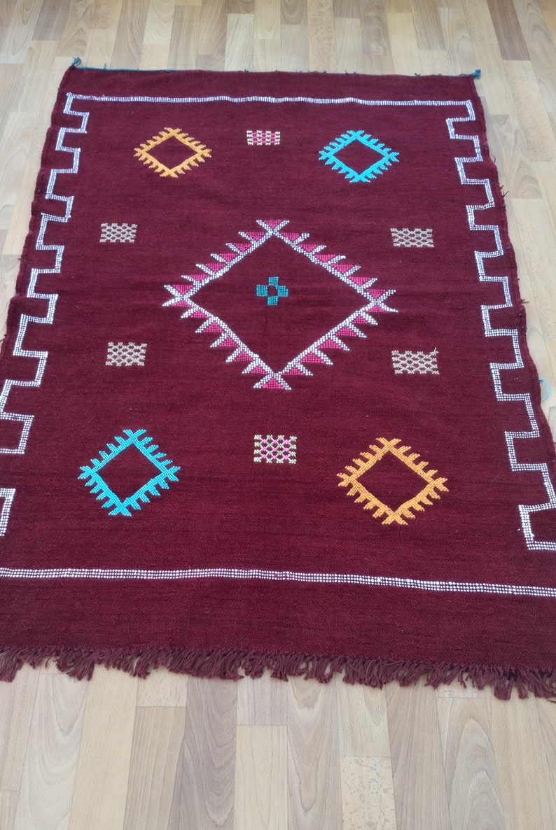 145 X 92 cm Light Moroccan Kilim rug authentic Highest Quality Berber Carpet 57\u2019\u2019 X 36\u2019\u2019