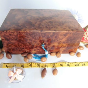 Moroccan thuya wood jewelry organizer box, storage box with lock 10.2” X 7” X 4”